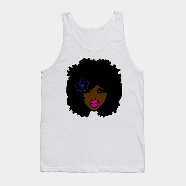 BrownSkin Curly Afro Natural Hair💋💋 PinkLips TShirt Tank Top by EllenDaisyShop